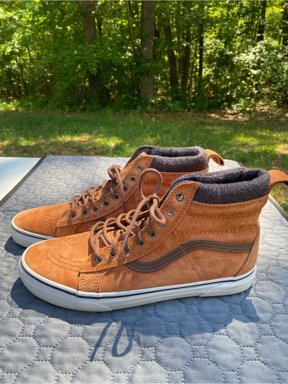 Vans Men’s High-Top Suede Sneakers in Ginger with Dark Gray Trim